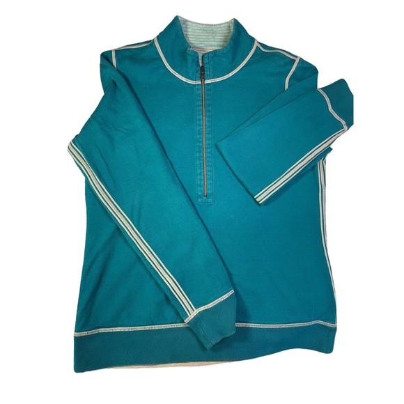 Tommy Bahama Reversible Teal Women's S‎ Blue 1/2 Zip Mock Neck Sweater Pullover - Picture 5 of 11